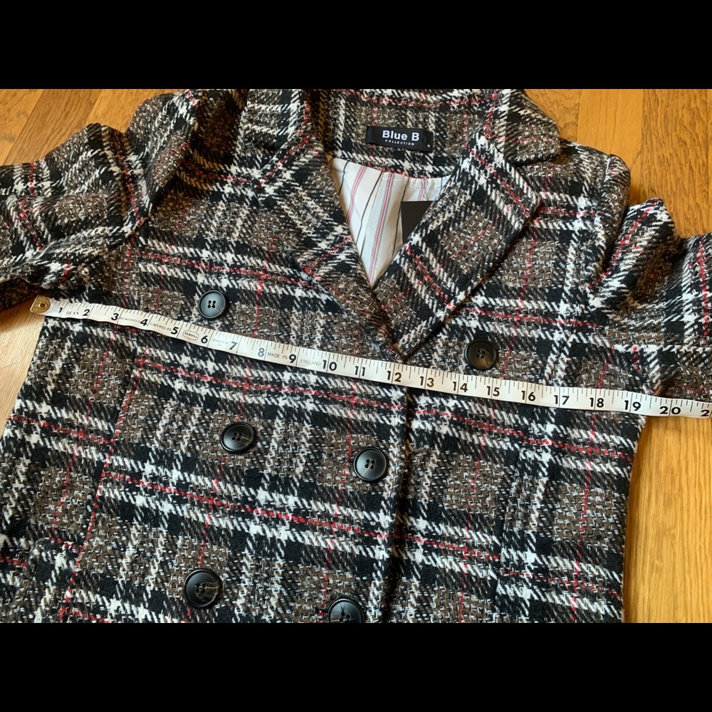 Boutique Blue B collection plaid tweed blazer brown size M - Picture 11 of 16